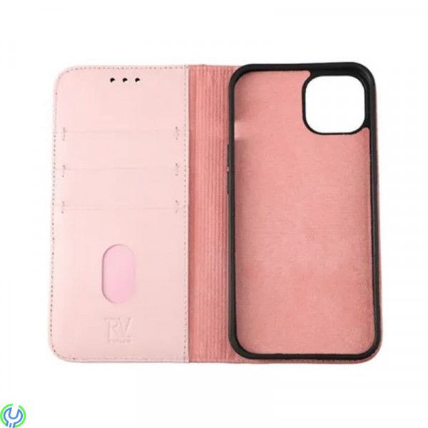 iPhone 13 Plånboksfodral Läder Rvelon - Rosa, Läder plånboksfodral till iPhone 13, iPhone 13 modeller, , RVELON