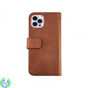 iPhone 11 Pro Plånboksfodral i äkta Läder, Brun, Avtagbart läderfodral till iPhone 11 Pro brun, iPhone 11 modeller, , RVELON