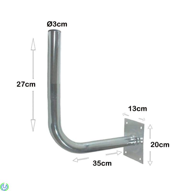 L- Väggfäste Ø3 cm Galvaniserad stål, L- Väggfäste Ø30 mm Galvaniserad stål, Väggfästen, , Maximum