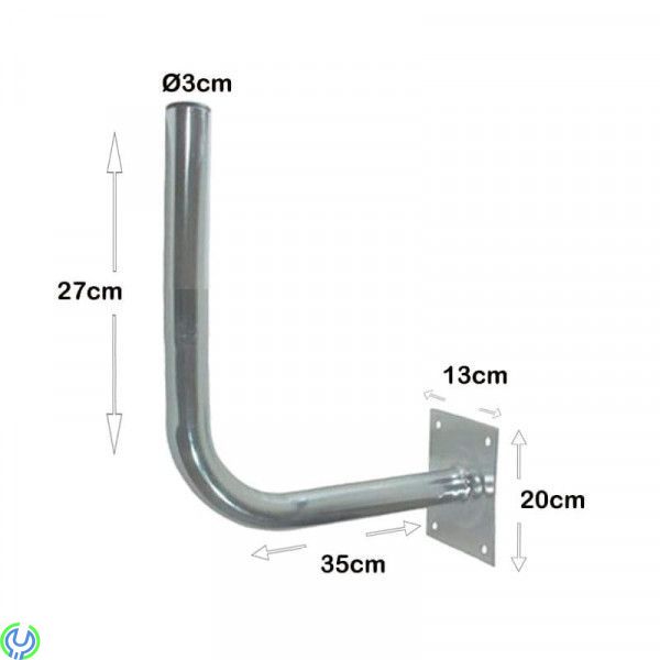 L- Väggfäste Ø3 cm Galvaniserad stål, L- Väggfäste Ø30 mm Galvaniserad stål, Väggfästen, , Maximum