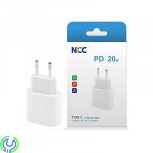 20W USB-C Strömadapter - Vit, Adapter 20W Type C Väggladdare - Android & iPhone, Adapter, , NCC