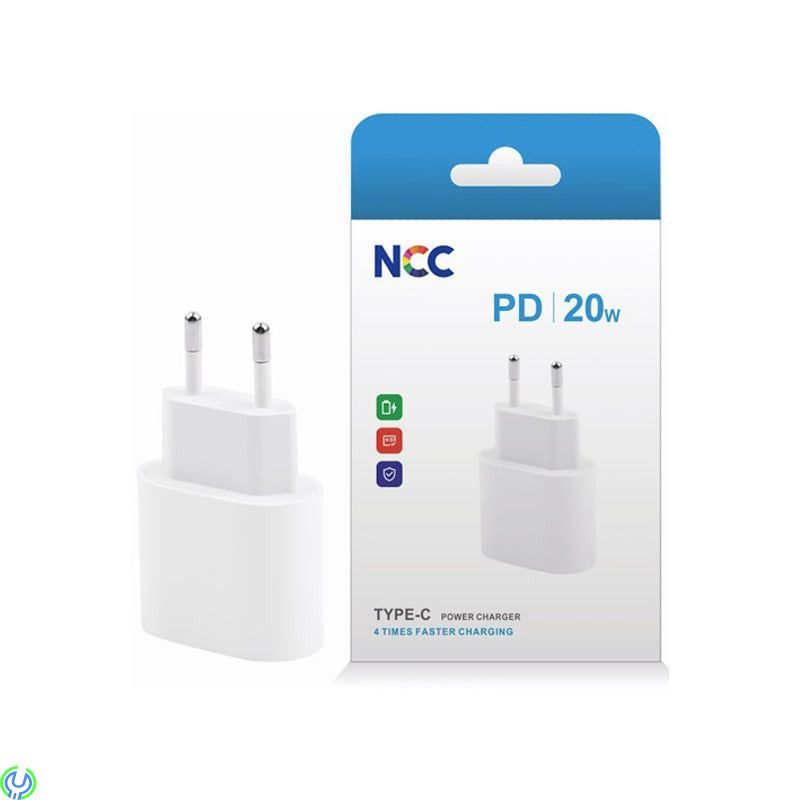 20W USB-C Strömadapter - Vit, Adapter 20W Type C Väggladdare - Android & iPhone, Adapter, , NCC