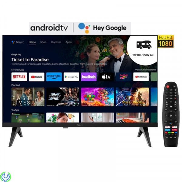Palco TV LED 24 tum SMART TS24 SMG14, 12v/220v för husbilar, Certifierade Android TV™ med inbyggd (DVB-T2/DVB-S2), 12 Volt TV, ,