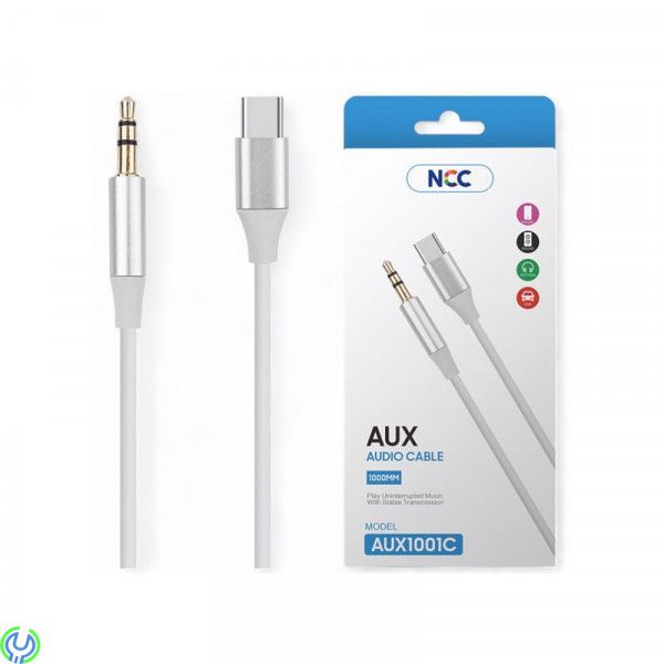 NCC AUX ljudkabel AUX1001C USB-C/3,5 mm, 120 cm, vit, AUX ljudkabel USB-C/3,5 mm, 120 cm, Tillbehör, , NCC