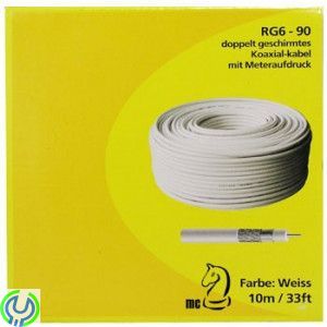 Installationskabel - inomhus/utomhus 10m, En vit antennkabel för inomhus/utomhus installation av TV antenn och satellit., Antenn