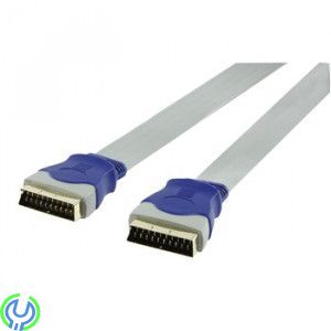 HQ - SILVER 21P SCART - 21P SCART FLAT-KABEL 0,75m, Säljs endast i butik!, Scart, , HQ