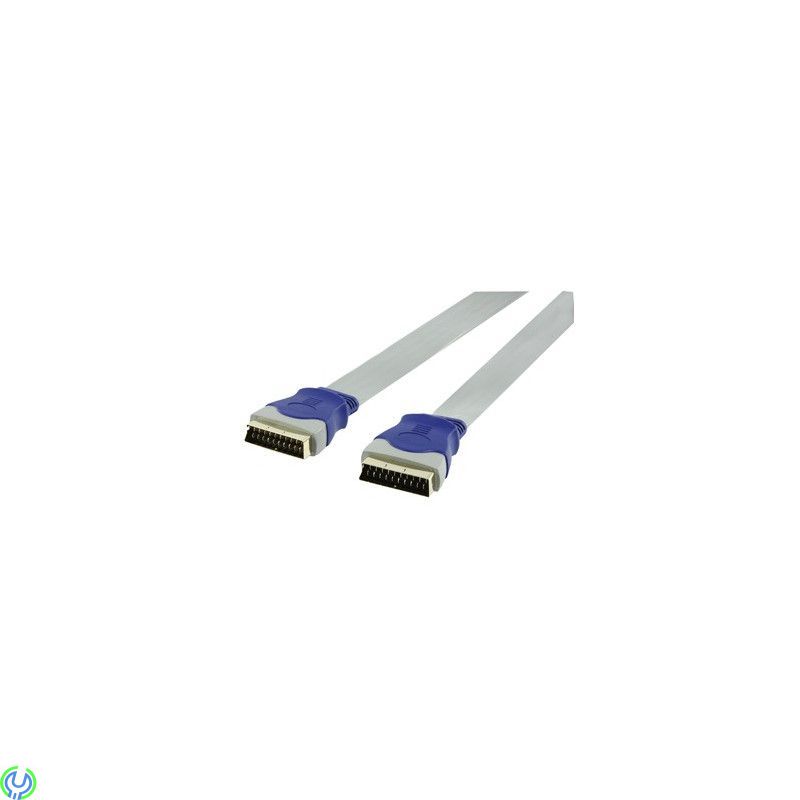 HQ - SILVER 21P SCART - 21P SCART FLAT-KABEL 0,75m, Säljs endast i butik!, Scart, , HQ