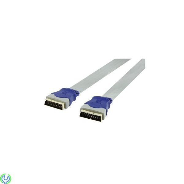 HQ - SILVER 21P SCART - 21P SCART FLAT-KABEL 0,75m, Säljs endast i butik!, Scart, , HQ