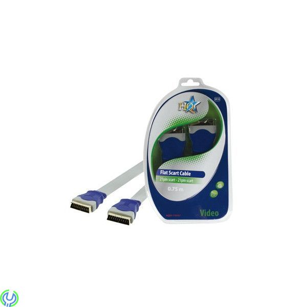 HQ - SILVER 21P SCART - 21P SCART FLAT-KABEL 0,75m, Säljs endast i butik!, Scart, , HQ