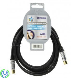 HQ - AERIAL KOAXKABEL 2,5m, Skärmad koaxkabel med guldpläterade., Antenn, , HQ