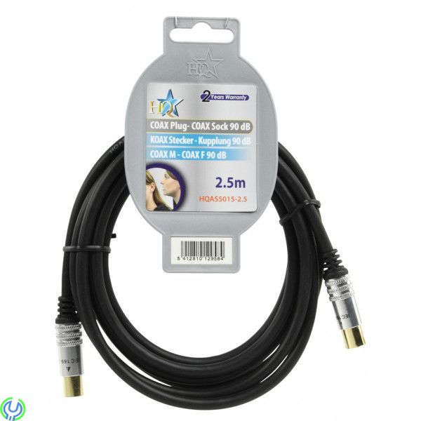HQ - AERIAL KOAXKABEL 2,5m, Skärmad koaxkabel med guldpläterade., Antenn, , HQ