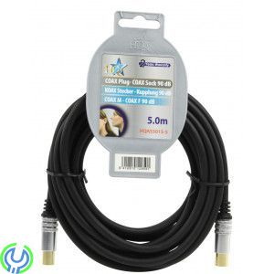 HQ - AERIAL KOAXKABEL 5m, Skärmad koaxkabel med guldpläterade kontakter, Antenn, , HQ