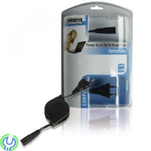 UTDRAGBAR STRÖMANSLUTNINGSKABEL 1m, Euro hane för 8-forms hona stromkontakt., El & Tillbehör, , König