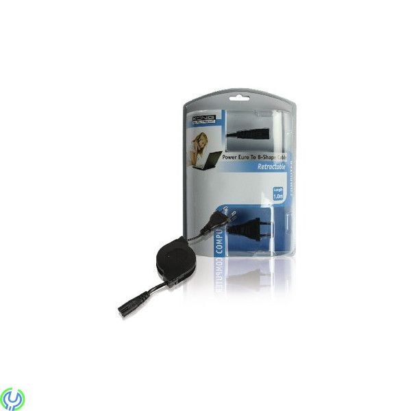 UTDRAGBAR STRÖMANSLUTNINGSKABEL 1m, Euro hane för 8-forms hona stromkontakt., El & Tillbehör, , König