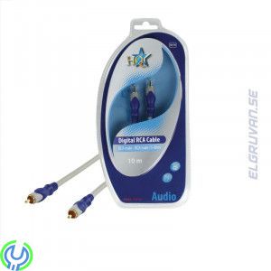 HQ Digital Ljudkabel RCA hane - RCA hane Grå 10m, Ljudanslutningskabel med guldpläterade RCA-pluggar för överföring av digital l