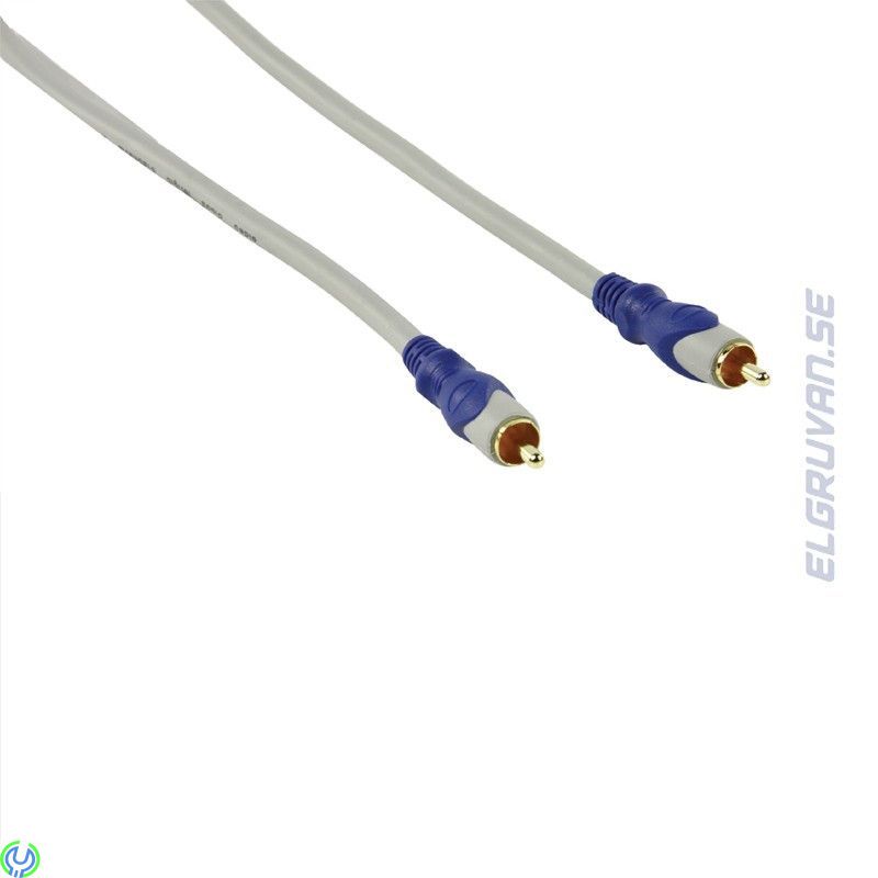 HQ Digital Ljudkabel RCA hane - RCA hane Grå 10m, Ljudanslutningskabel med guldpläterade RCA-pluggar för överföring av digital l